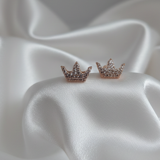 Encrusted Crown Statement Stud Earrings