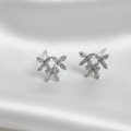 Delicate Silver Floral Cluster  Stud Earrings