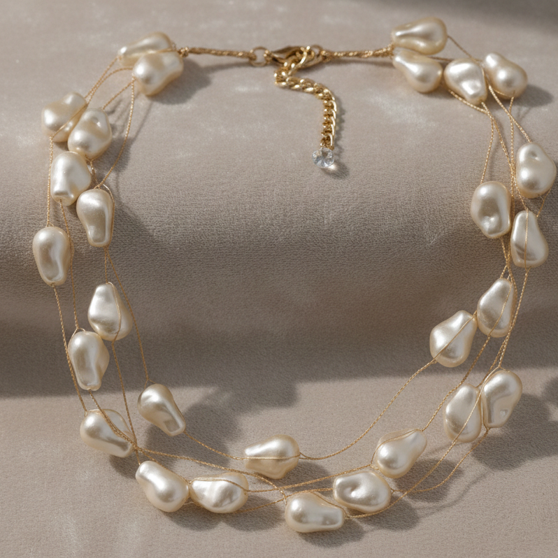 Multi-Strand Baroque Style Pearl Necklace