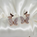 Rose Gold-Tone Pavé Crystal Butterfly Stud Earrings