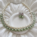 Royal Pearl Contrast Necklace & Earrings Set