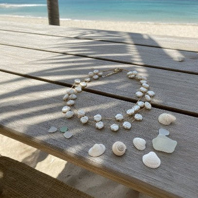 Multi-Strand Seashell  Pearl Necklace