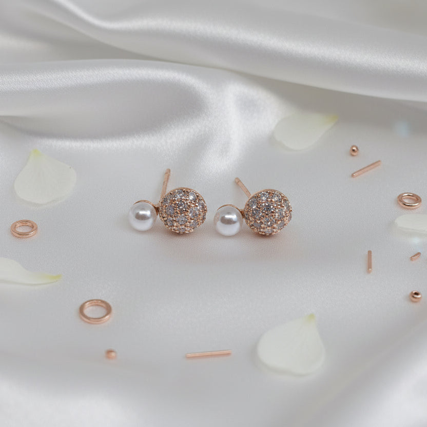 Faux Pearl Dual Stud Earrings
