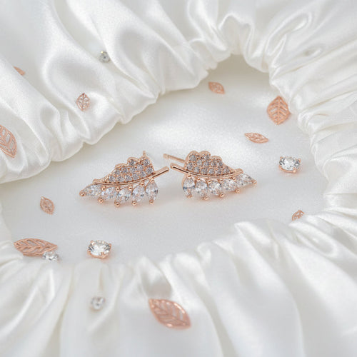 Crystal Leaf Branch Stud Earrings