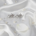 Silver Celestial North Star and Pearl Dual Stud Earrings