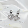 Pave Crystal Heart Drop Earrings