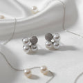 Pearl and Pave Crystal Cluster Stud Earrings