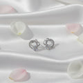 Silver Clover Pave Crystal Stud Earrings
