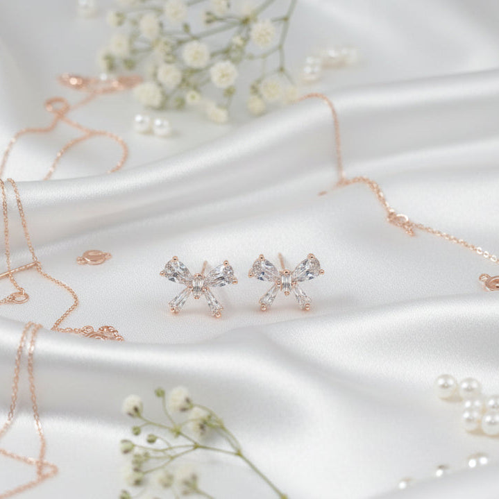 Crystal Bow Stud Earrings