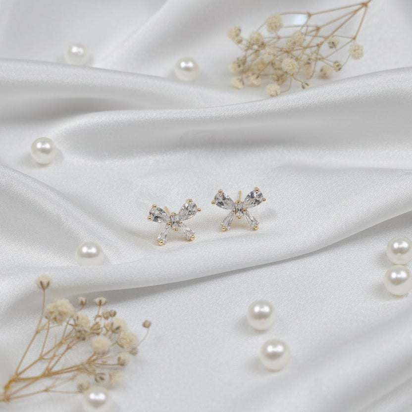 Crystal Bow Stud Earrings