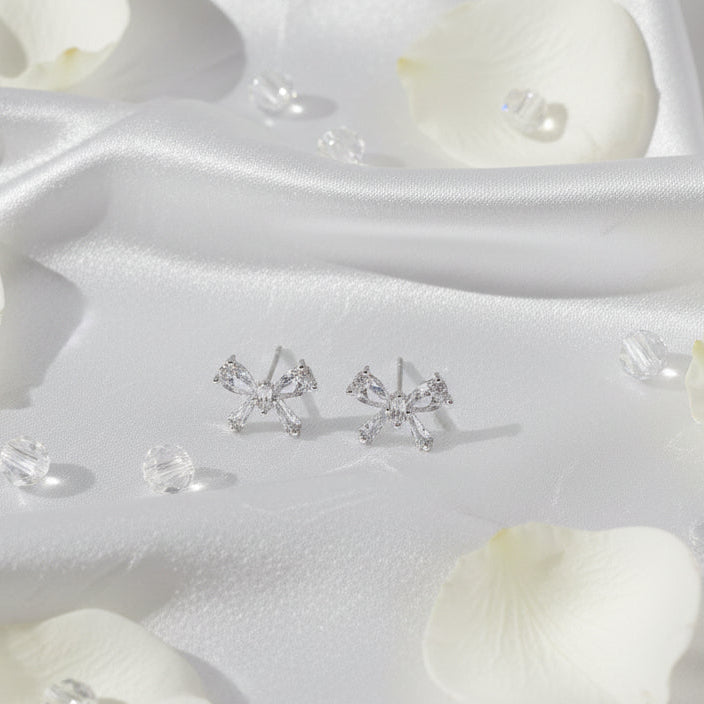 Crystal Bow Stud Earrings