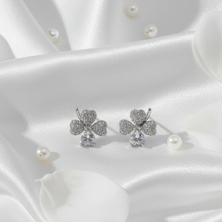 Four-Leaf Clover Pavé Stud Earrings