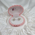 Heart-Cut Ribbon Bow Stud Earrings