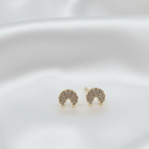 Shimmering Rose Gold Tapered Half-Moon Stud Earrings