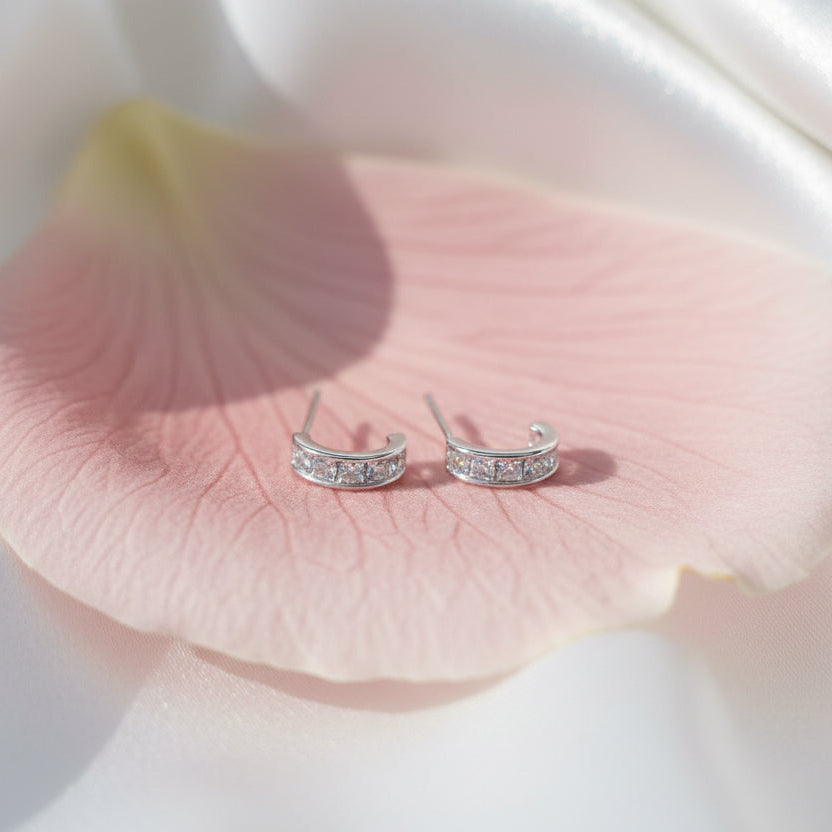 Curve Crystal  Mini Hoop Earrings