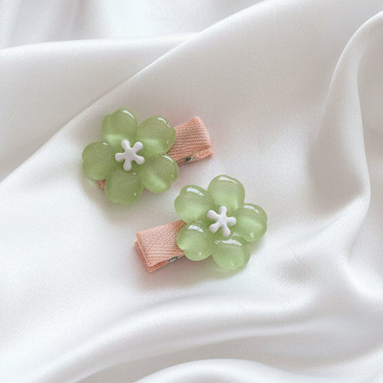 Pastel Meadow Resin Flower Hair Clips(Set of 2)