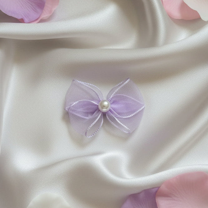 Organza Pearl Bow Hair Clips
