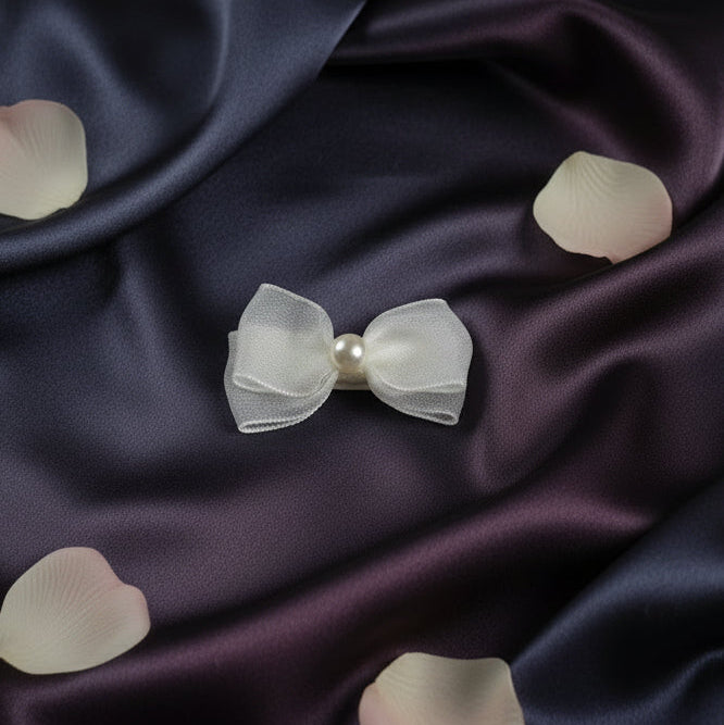 Organza Pearl Bow Hair Clips