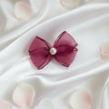 Organza Pearl Bow Hair Clips