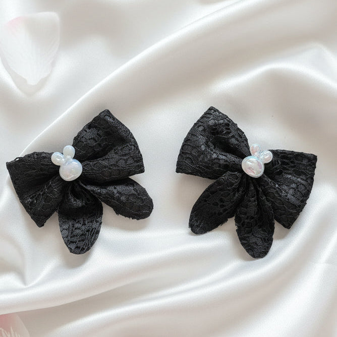 Lace Bunny Bow Hair Clips (Set of 2)