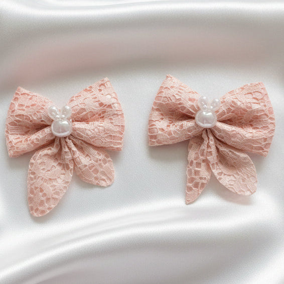 Lace Bunny Bow Hair Clips (Set of 2)