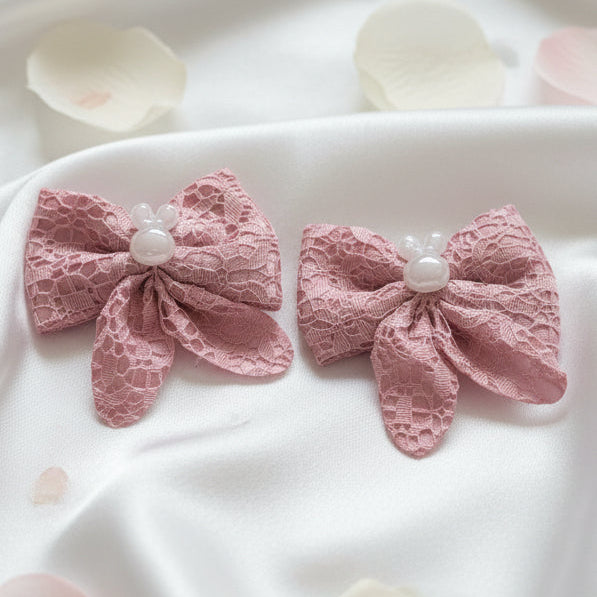 Lace Bunny Bow Hair Clips (Set of 2)