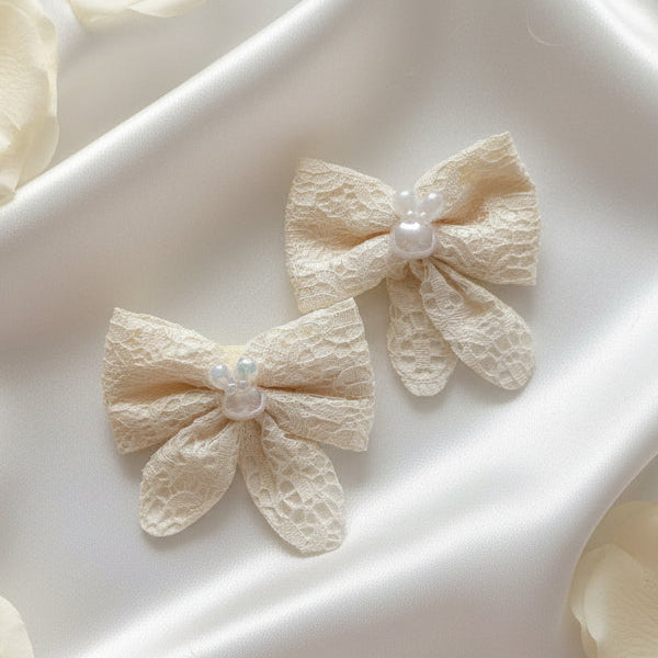 Lace Bunny Bow Hair Clips (Set of 2)