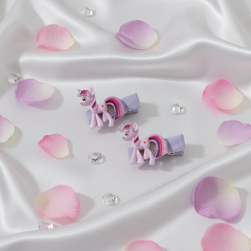 Rainbow Pony Ribbon Hair Clips (set of 2)