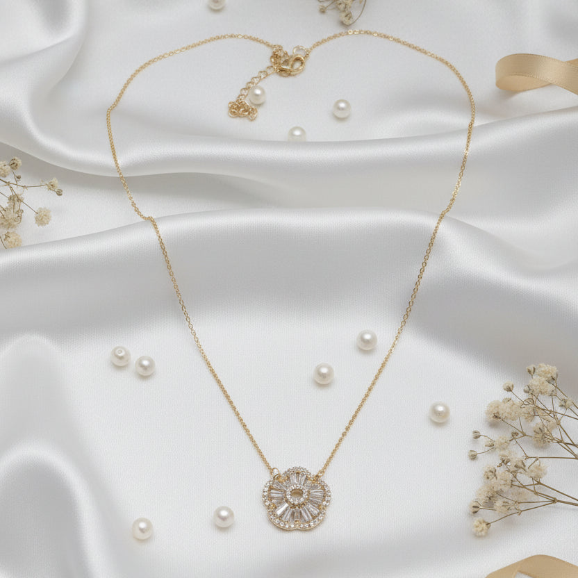 Sunburst Flower Pendant Necklace