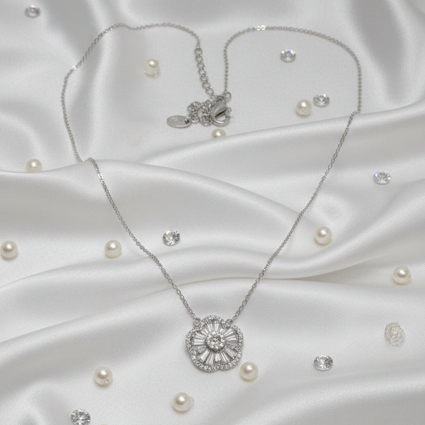 Sunburst Flower Pendant Necklace