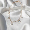 Mother of Pearl Flower & Disk Charm Necklace